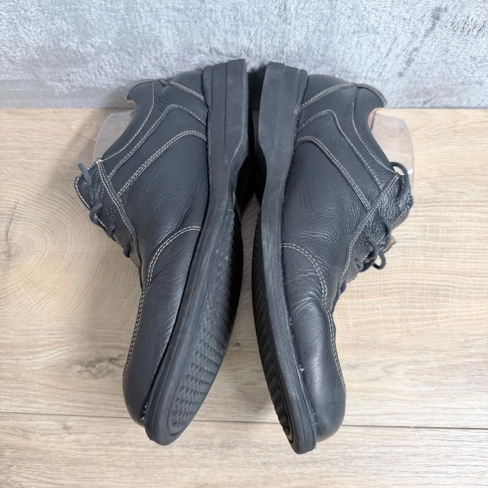 Johnston & Murphy Oxford 11.5 Black‎ Leather Square Toe Lace Up Contrast Stitch